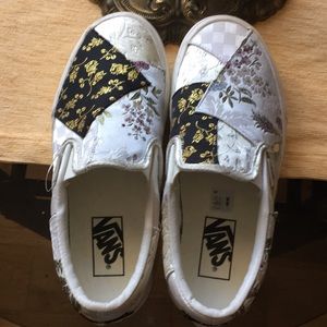 Vans Ladies Size 7 slip on.  Like new, unique multi patterned floral brocade